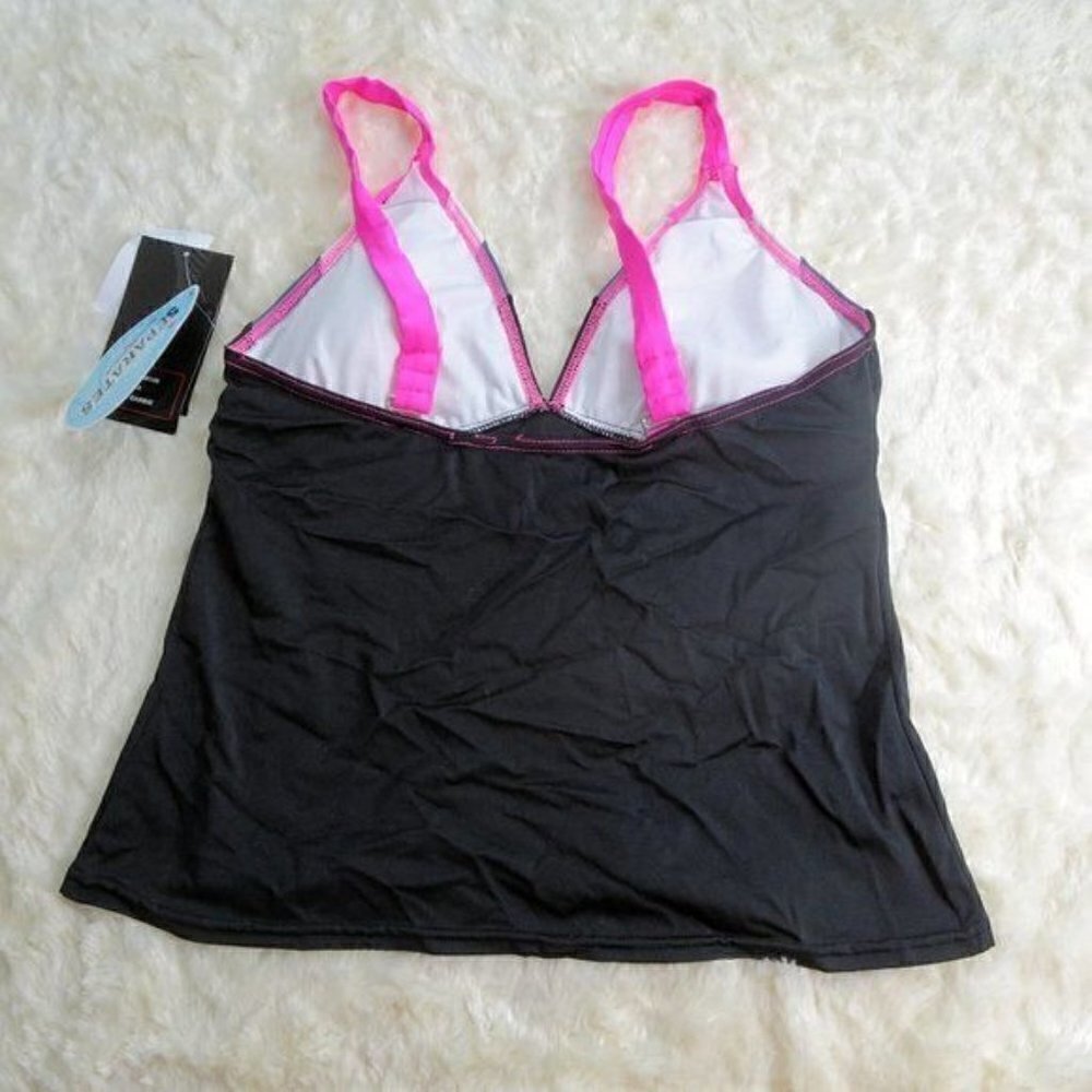 ZeroXposur Barbie/Black Tankini w/Padded Bra Sz 14 - Picture 2 of 11
